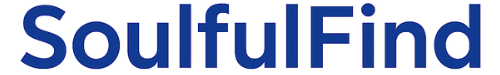 SoulfulFind logo in blue on a white background